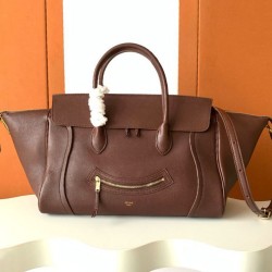 Special Grade Replica Celine Medium New Luggage Bag Shoulder tote bag Supple Shiny Lambskin Mauve Clone Sale