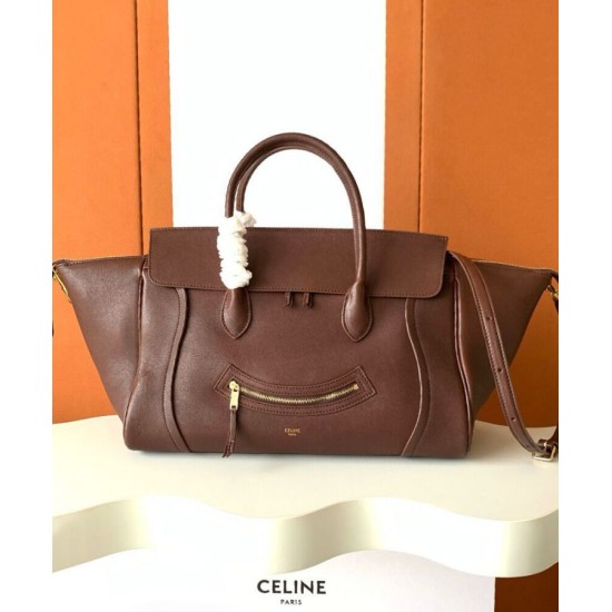 Special Grade Replica Celine Medium New Luggage Bag Shoulder tote bag Supple Shiny Lambskin Mauve Clone Sale