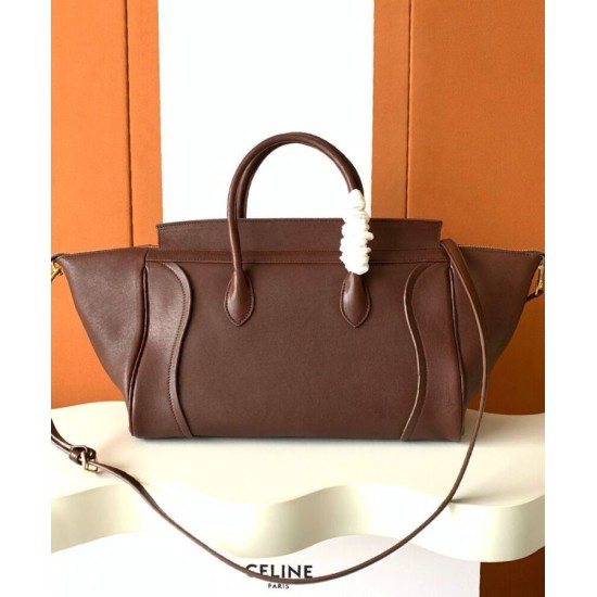 Special Grade Replica Celine Medium New Luggage Bag Shoulder tote bag Supple Shiny Lambskin Mauve Clone Sale