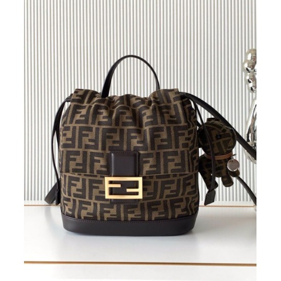 Best Replica Fendi FF Jacquard Fabric Drawstring Backpack 8BZ057 Coffee Fake At Cheap Price Special Grade Replica Fendi FF Jacquard Fabric Drawstring Backpack 8BZ057 Coffee Clone Sale