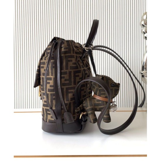Best Replica Fendi FF Jacquard Fabric Drawstring Backpack 8BZ057 Coffee Fake At Cheap Price Special Grade Replica Fendi FF Jacquard Fabric Drawstring Backpack 8BZ057 Coffee Clone Sale