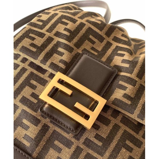 Best Replica Fendi FF Jacquard Fabric Drawstring Backpack 8BZ057 Coffee Fake At Cheap Price Special Grade Replica Fendi FF Jacquard Fabric Drawstring Backpack 8BZ057 Coffee Clone Sale