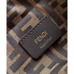 Special Grade Replica Fendi FF Jacquard Fabric Drawstring Backpack 8BZ057 Coffee Clone Sale