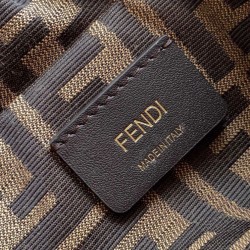 Special Grade Replica Fendi FF Jacquard Fabric Drawstring Backpack 8BZ057 Coffee Clone Sale
