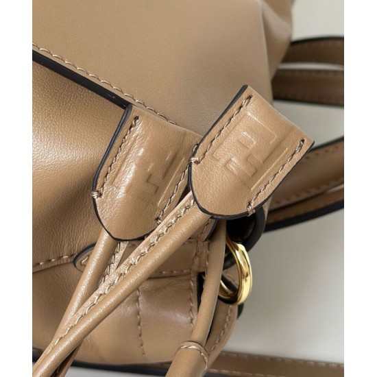 Special Grade Replica Fendi Cappuccino Vintage Women Drawstring Backpack Apricot Clone Sale