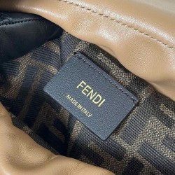 Special Grade Replica Fendi Cappuccino Vintage Women Drawstring Backpack Apricot Clone Sale