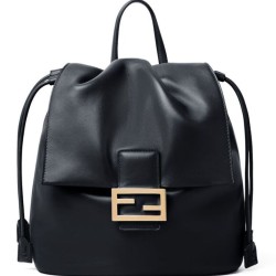 Special Grade Replica Fendi Cappuccino Vintage Women Drawstring Backpack Black Clone Sale