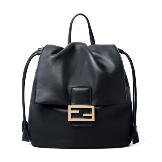Special Grade Replica Fendi Cappuccino Vintage Women Drawstring Backpack Black Clone Sale
