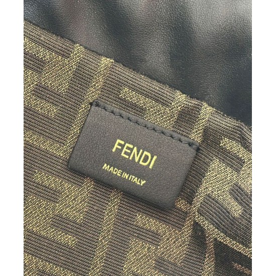 Special Grade Replica Fendi Cappuccino Vintage Women Drawstring Backpack Black Clone Sale