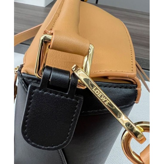 Special Grade Replica Loewe Puzzle Edge Classic Small Two-Tone Bag, Black/Brown Clone Sale
