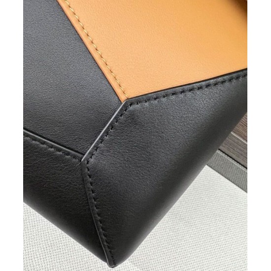 Special Grade Replica Loewe Puzzle Edge Classic Small Two-Tone Bag, Black/Brown Clone Sale