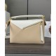 Special Grade Replica Loewe Puzzle Edge Classic Small Two-Tone Bag, White/Beige Clone Sale