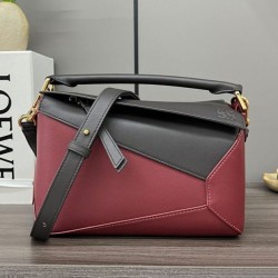 Special Grade Replica Loewe Puzzle Edge Classic Small Two-Tone Bag, Black/Red Clone Sale
