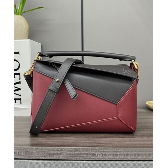 Special Grade Replica Loewe Puzzle Edge Classic Small Two-Tone Bag, Black/Red Clone Sale