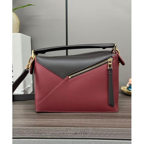 Special Grade Replica Loewe Puzzle Edge Classic Small Two-Tone Bag, Black/Red Clone Sale
