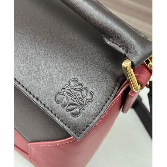 Special Grade Replica Loewe Puzzle Edge Classic Small Two-Tone Bag, Black/Red Clone Sale