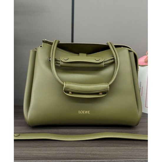 Special Grade Replica Loewe Madrid Medium Soft Calfskin Bag Olive Clone Sale