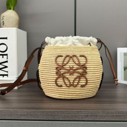 Special Grade Replica Loewe Raffia Shoulder Bag Coffee Clone Sale