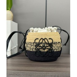 Special Grade Replica Loewe Raffia Shoulder Bag Black Clone Sale