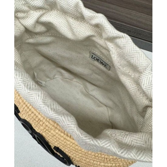 Special Grade Replica Loewe Raffia Shoulder Bag Black Clone Sale