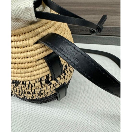 Special Grade Replica Loewe Raffia Shoulder Bag Black Clone Sale