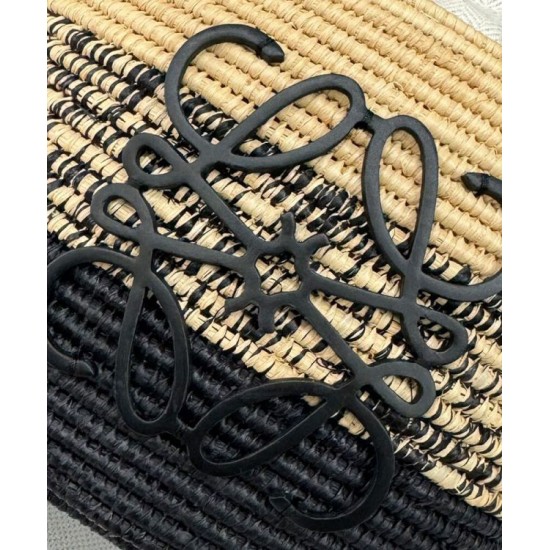 Special Grade Replica Loewe Raffia Shoulder Bag Black Clone Sale