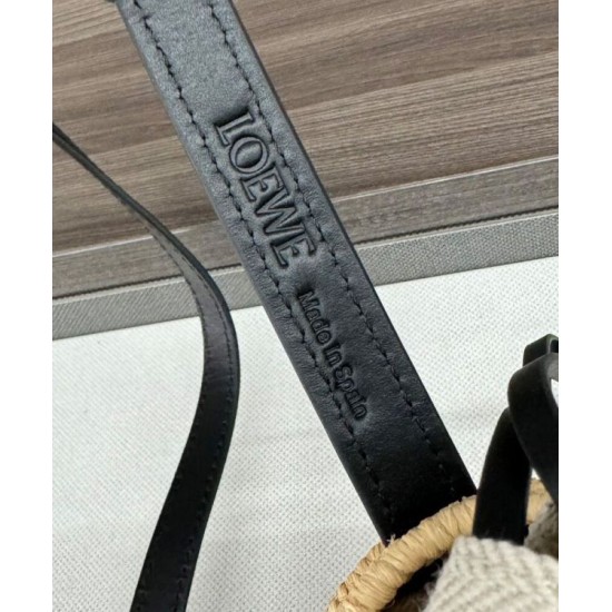 Special Grade Replica Loewe Raffia Shoulder Bag Black Clone Sale