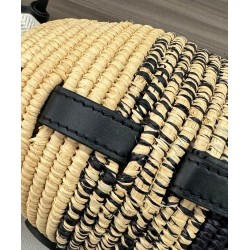 Special Grade Replica Loewe Raffia Shoulder Bag Black Clone Sale