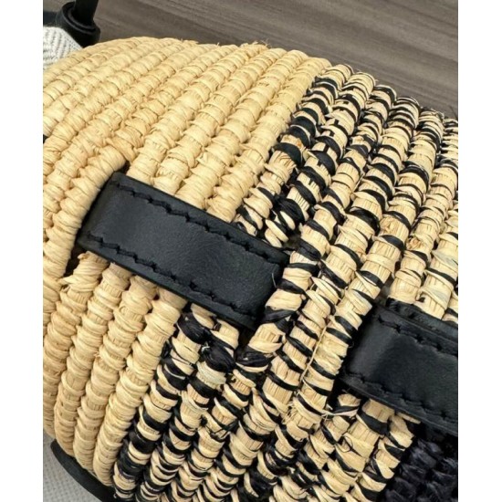 Special Grade Replica Loewe Raffia Shoulder Bag Black Clone Sale
