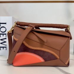 Special Grade Replica Loewe Small Puzzle Edge Landscape Bag in Nappa Calfskin Coffee Clone Sale
