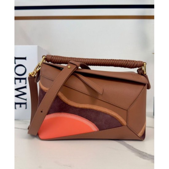 Special Grade Replica Loewe Small Puzzle Edge Landscape Bag in Nappa Calfskin Coffee Clone Sale