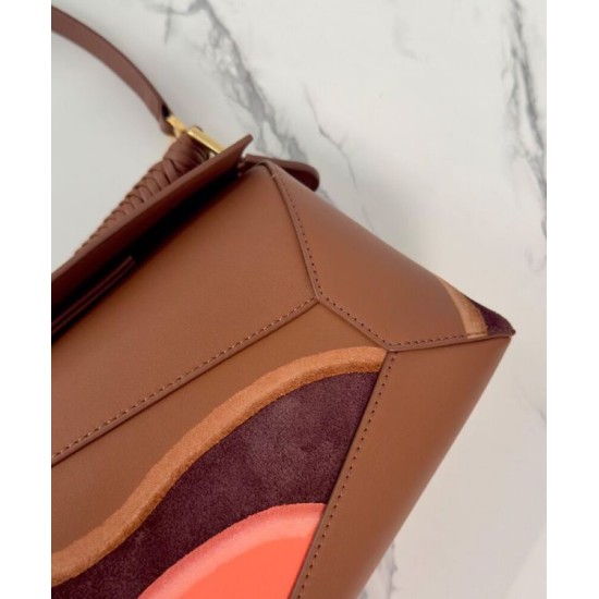 Special Grade Replica Loewe Small Puzzle Edge Landscape Bag in Nappa Calfskin Coffee Clone Sale