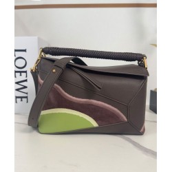 Special Grade Replica Loewe Small Puzzle Edge Landscape Bag in Nappa Calfskin Dark Coffee Clone Sale
