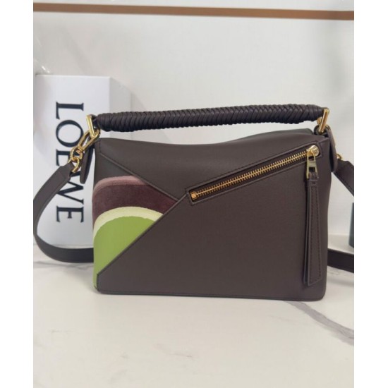 Special Grade Replica Loewe Small Puzzle Edge Landscape Bag in Nappa Calfskin Dark Coffee Clone Sale