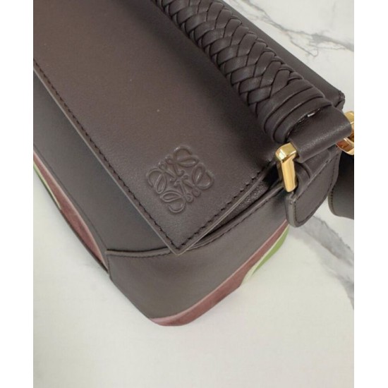 Special Grade Replica Loewe Small Puzzle Edge Landscape Bag in Nappa Calfskin Dark Coffee Clone Sale