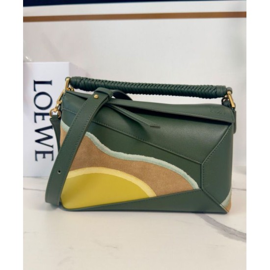 Best Replica Loewe Small Puzzle Edge Landscape Bag in Nappa Calfskin Green Fake At Cheap Price Special Grade Replica Loewe Small Puzzle Edge Landscape Bag in Nappa Calfskin Green Clone Sale