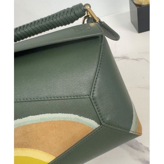 Best Replica Loewe Small Puzzle Edge Landscape Bag in Nappa Calfskin Green Fake At Cheap Price Special Grade Replica Loewe Small Puzzle Edge Landscape Bag in Nappa Calfskin Green Clone Sale