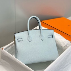 Special Grade Replica Hermes Birkin Bag 25cm/30cm Light Blue Clemence Silver Hardware Clone Sale