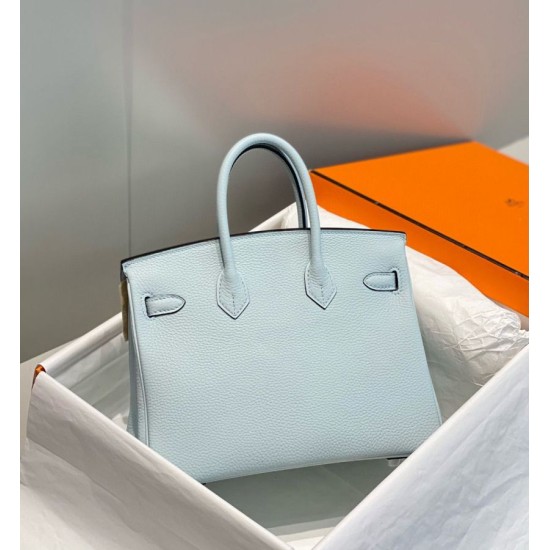 Special Grade Replica Hermes Birkin Bag 25cm/30cm Light Blue Clemence Silver Hardware Clone Sale