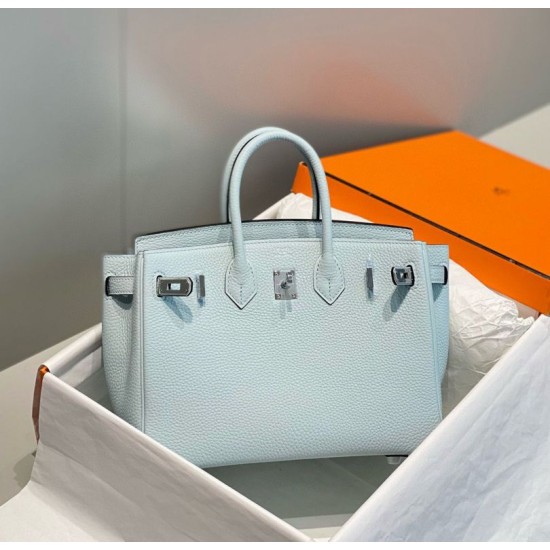 Special Grade Replica Hermes Birkin Bag 25cm/30cm Light Blue Clemence Silver Hardware Clone Sale