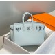 Special Grade Replica Hermes Birkin Bag 25cm/30cm Light Blue Clemence Silver Hardware Clone Sale