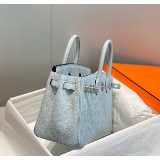 Special Grade Replica Hermes Birkin Bag 25cm/30cm Light Blue Clemence Silver Hardware Clone Sale