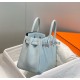 Special Grade Replica Hermes Birkin Bag 25cm/30cm Light Blue Clemence Silver Hardware Clone Sale