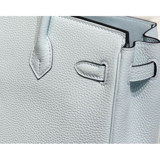 Special Grade Replica Hermes Birkin Bag 25cm/30cm Light Blue Clemence Silver Hardware Clone Sale
