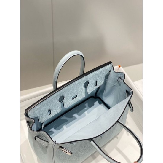 Special Grade Replica Hermes Birkin Bag 25cm/30cm Light Blue Clemence Silver Hardware Clone Sale