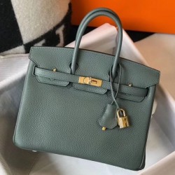 Special Grade Replica Hermes Birkin Bag 25cm/30cm Almond Green Clemence Gold Hardware Clone Sale