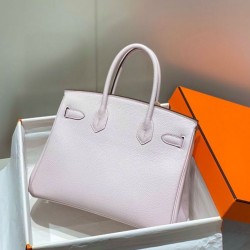 Special Grade Replica Hermes Birkin 25cm/30cm Pink Clemence Bag with Silver Hardware Clone Sale