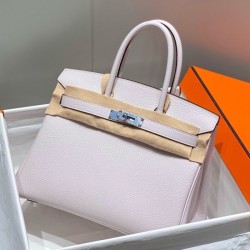 Special Grade Replica Hermes Birkin 25cm/30cm Pink Clemence Bag with Silver Hardware Clone Sale