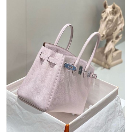 Special Grade Replica Hermes Birkin 25cm/30cm Pink Clemence Bag with Silver Hardware Clone Sale