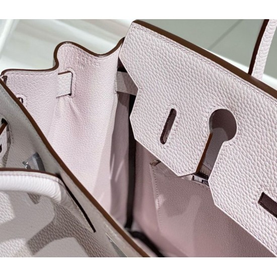 Special Grade Replica Hermes Birkin 25cm/30cm Pink Clemence Bag with Silver Hardware Clone Sale